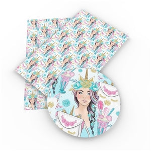 Unicorn Mermaid Faux Leather Fabric Sheets