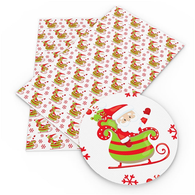 Santa Sleigh Faux Leather Fabric Sheets