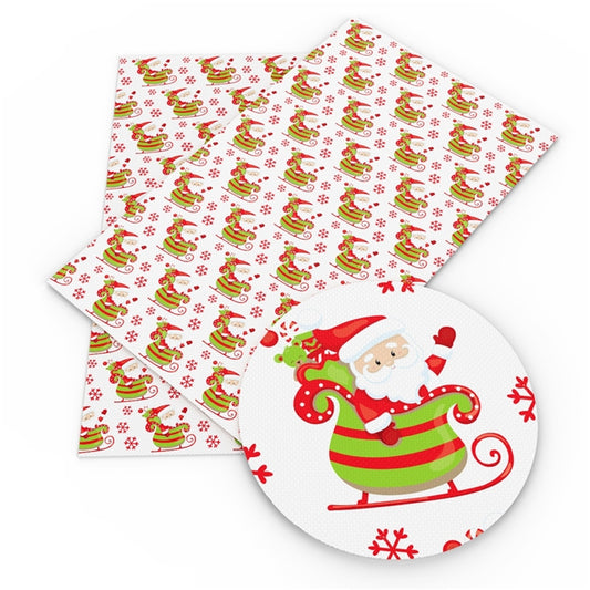 Santa Sleigh Faux Leather Fabric Sheets