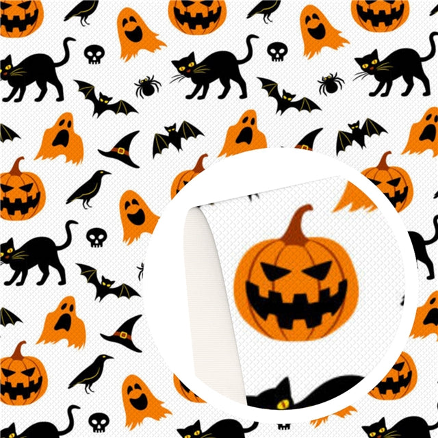 Evil Pumpkin Faux Leather Fabric Sheets