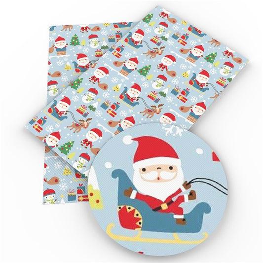 Santa Sleigh Faux Leather Fabric Sheets