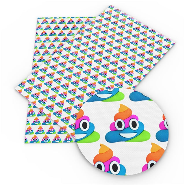 Rainbow Poop Faux Leather Fabric Sheets