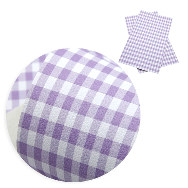 Lilac Gingham Faux Leather Fabric Sheets