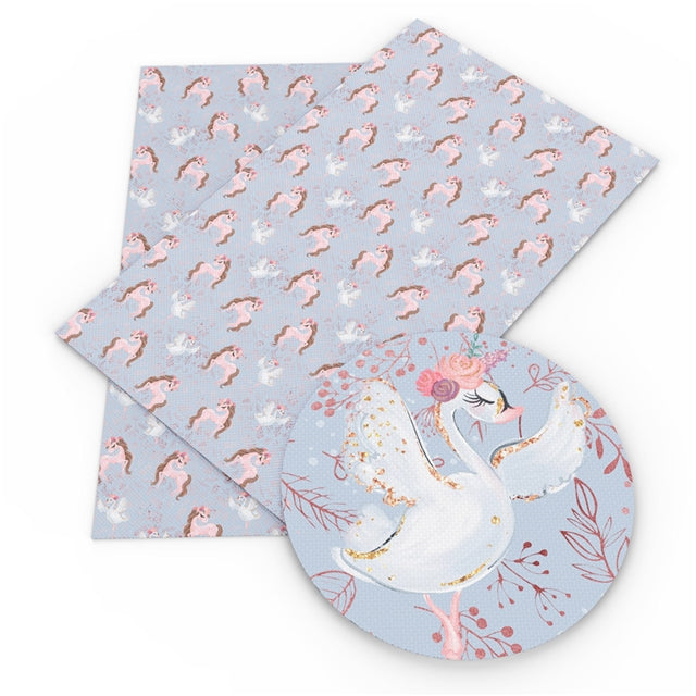 Swan & Unicorn Faux Leather Fabric Sheets