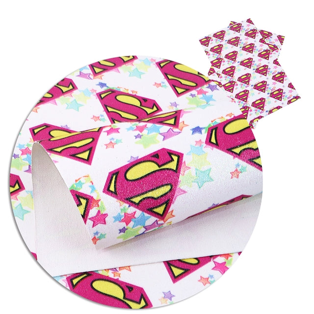 Fine Glitter Super Girl Faux Leather Fabric Sheets