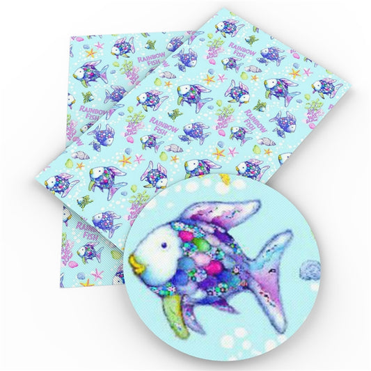 Rainbow Fish Faux Leather Fabric Sheets