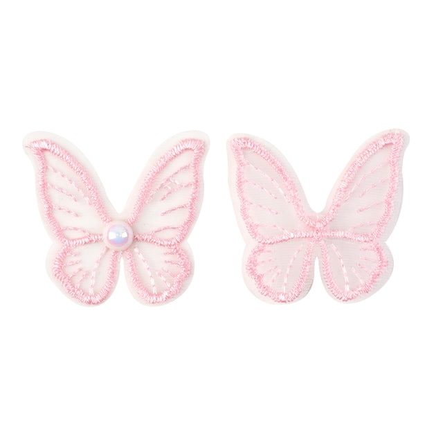 Pink Transparent Mesh Butterfly With Pearl Centre