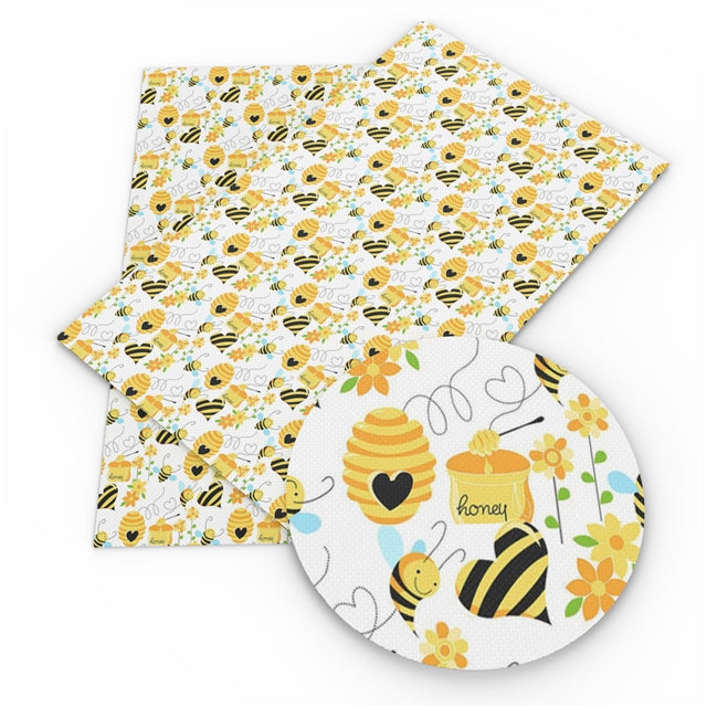 Honey Bee & Hive Faux Leather Fabric Sheets