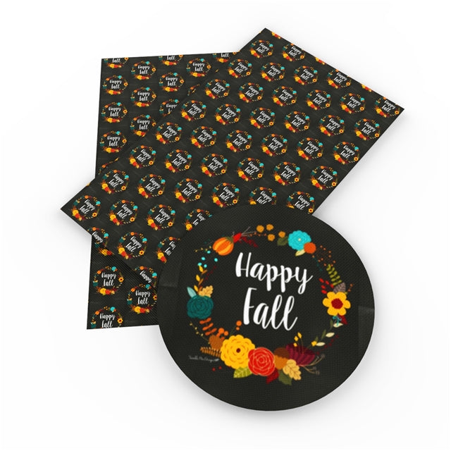 Happy Fall Faux Leather Fabric Sheets