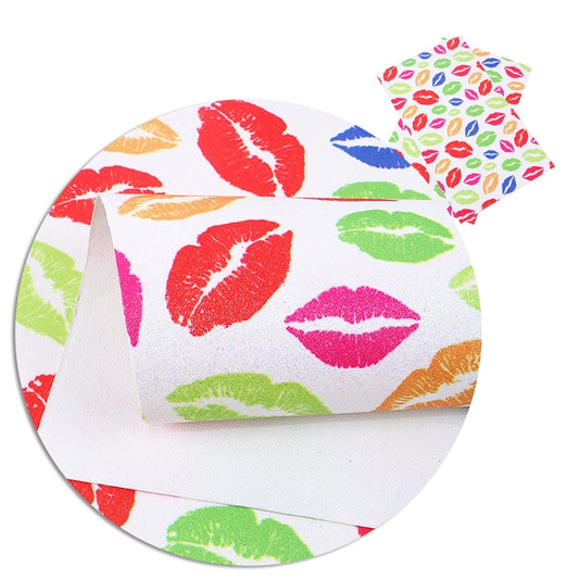 Rainbow Lips Fine Glitter Faux Leather Fabric Sheets