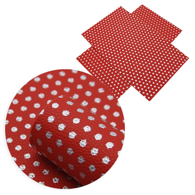 Christmas Silver Polka Dot Faux Leather Fabric Sheets