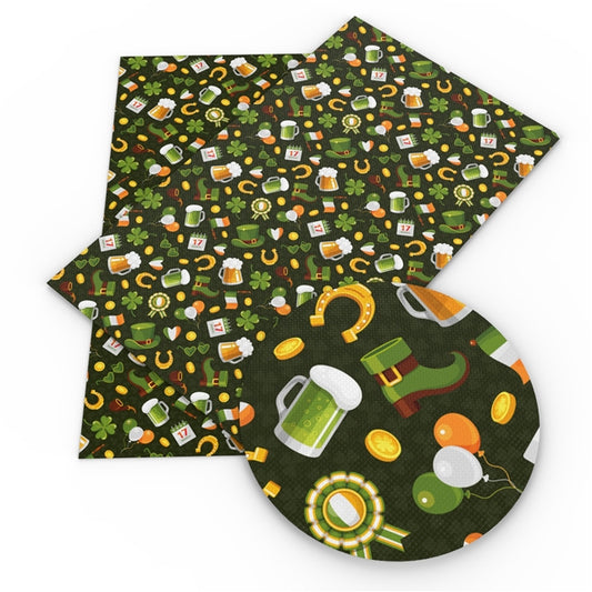 St Patricks Day Faux Leather Fabric Sheets