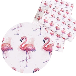 Pink Flamingo Faux Leather Fabric Sheets