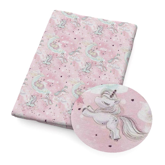 Pink Flying Unicorn Faux Leather Fabric Sheets