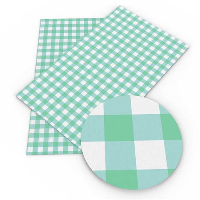 Emerald Gingham Faux Leather Fabric Sheets