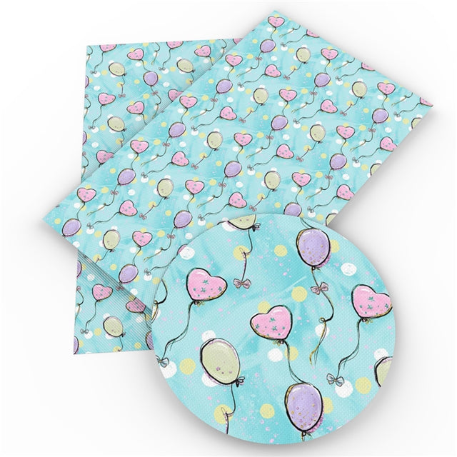 Heart Balloons Faux Leather Fabric Sheets