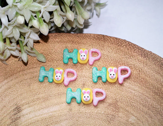 Hop! Bunny Glitter Handmade Clay Bow Centre