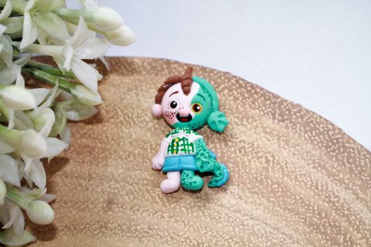 Boy Character Flat Back Clay Embellishment