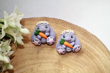 Grey Bunny Flat Back Clay Embellishment