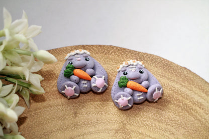 Grey Bunny Flat Back Clay Embellishment