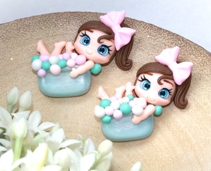 Bubble Bath Girl Flat Back Clay Embellishment