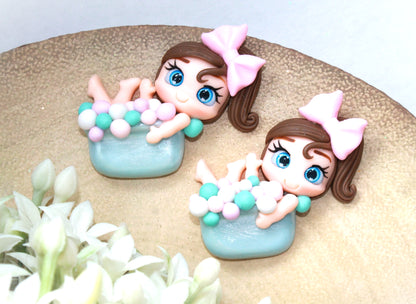 Bubble Bath Girl Flat Back Clay Embellishment