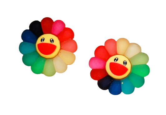 Happy Rainbow Flower Flat Back Embellishment