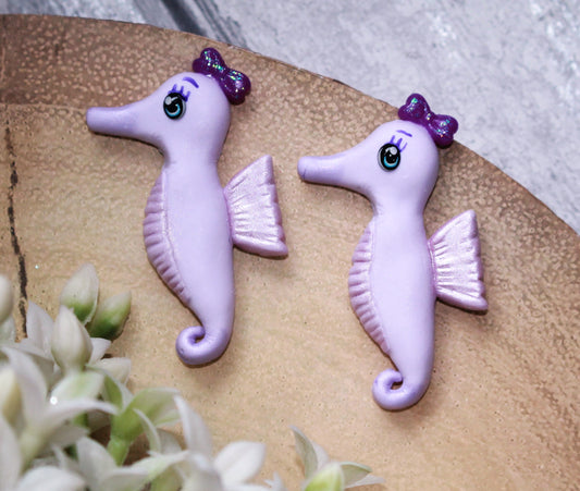 Sally Seahorse Flat Back Clay Embellishment