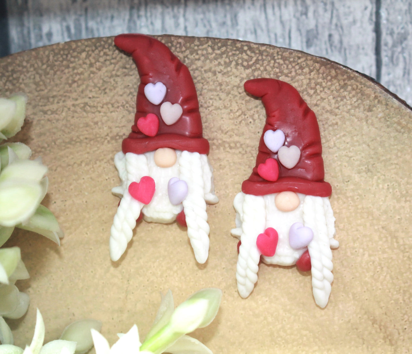 Heart Gnome Flat Back Clay Embellishment