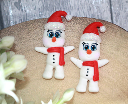 Glitter Snowman Flat Back Clay Embellishment