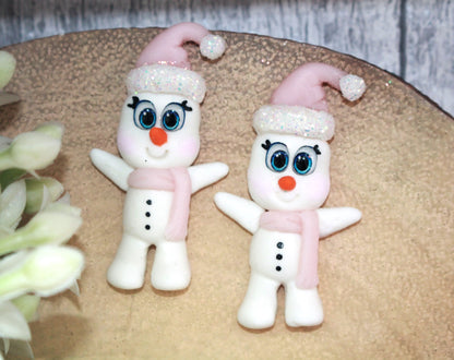 Glitter Snowman Flat Back Clay Embellishment