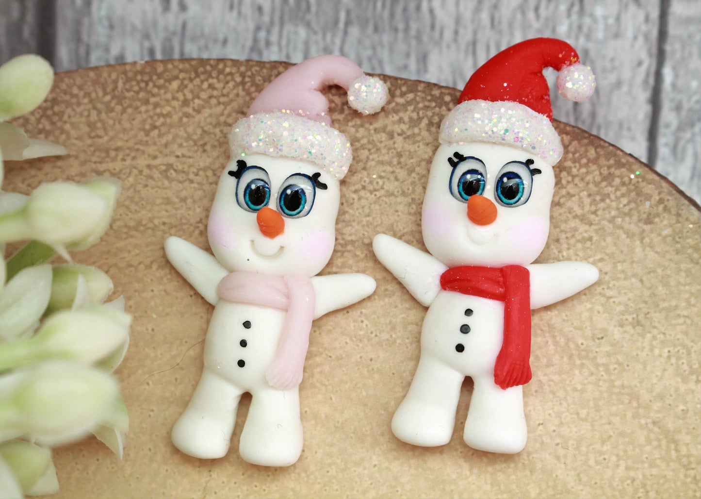 Glitter Snowman Flat Back Clay Embellishment