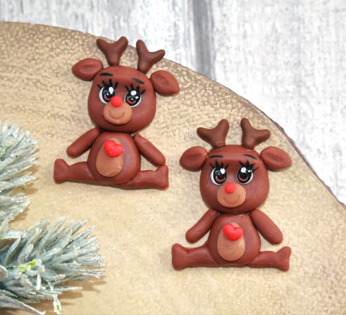 Red Nose Reindeer Flat Back Clay Embellishment