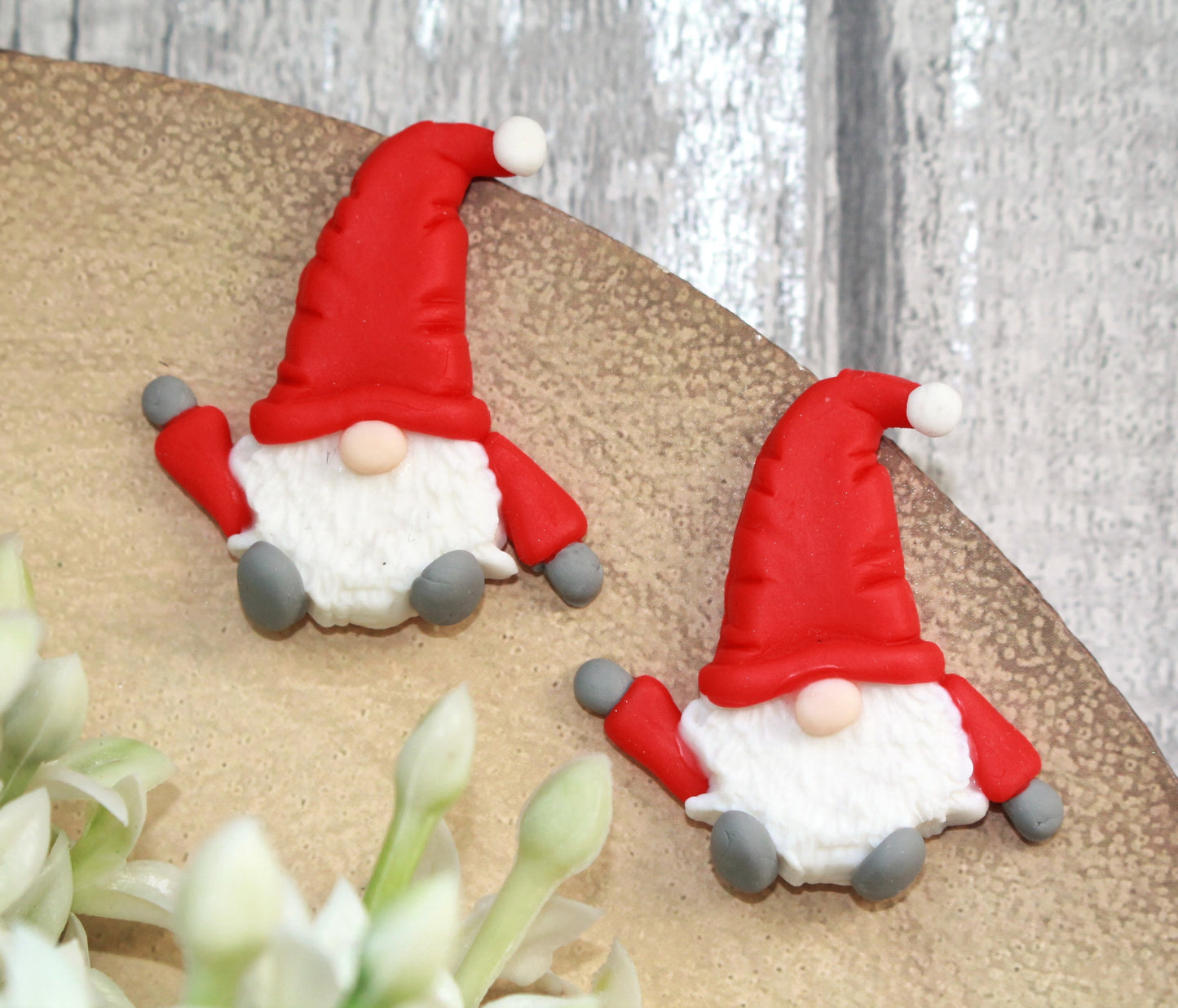 Red Christmas Gnome Flat Back Clay Embellishment