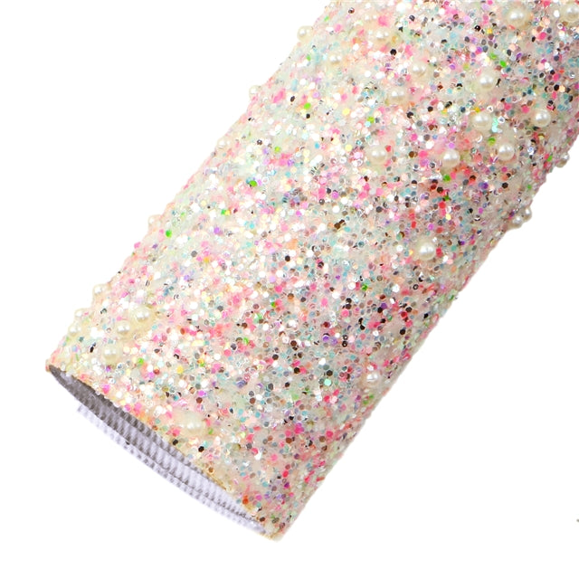 Princess Sparkle Beads Chunky Glitter Faux Fabric Leather Sheets