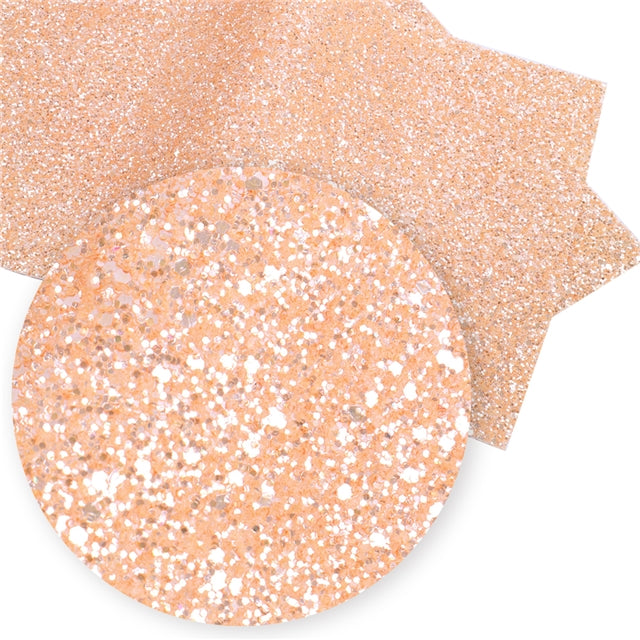 Peach Chunky Glitter Faux Leather Fabric Sheets