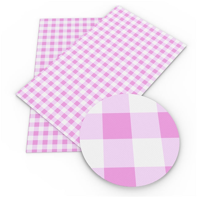 Pink Gingham Faux Leather Fabric Sheets