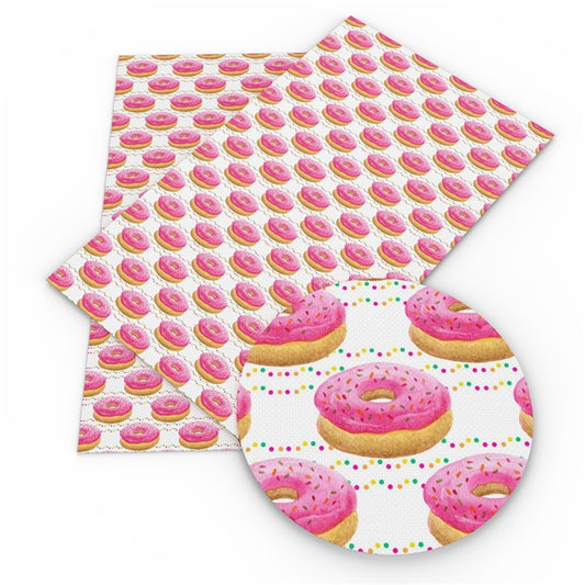 Pink Donuts Faux Leather Fabric Sheets