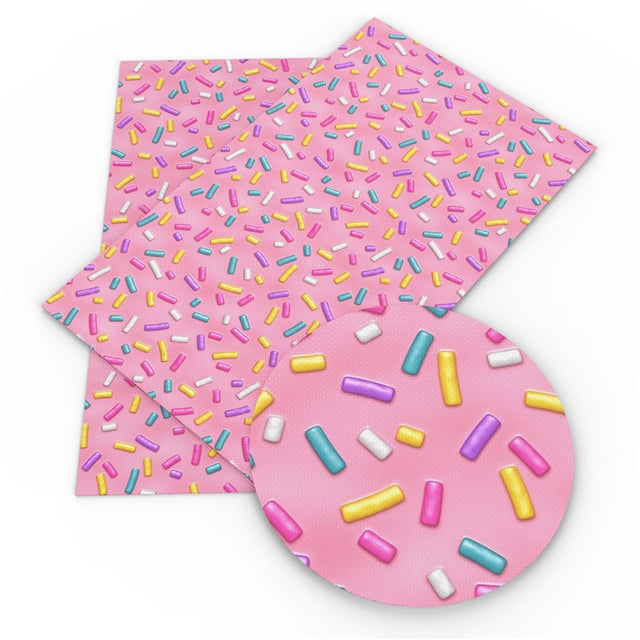 Pink Sprinkles Faux Leather Fabric Sheets