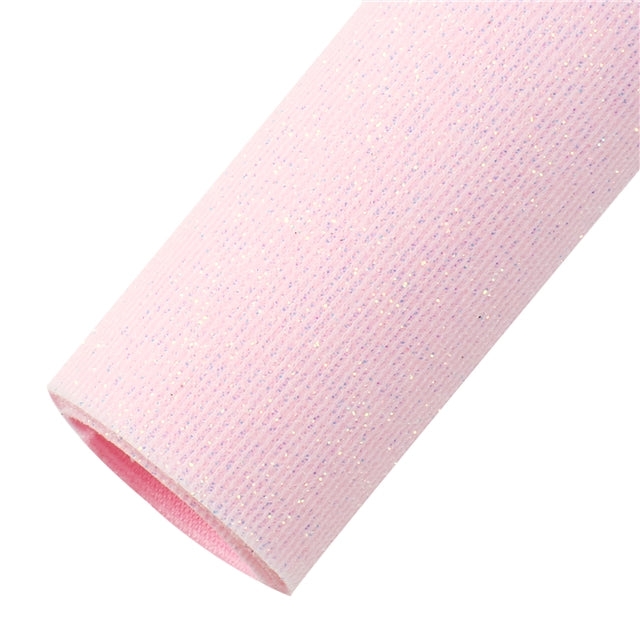 Pink Striped Fine Glitter Faux Leather Fabric Sheets