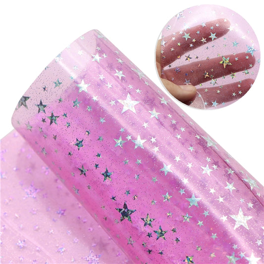 Pink Star Holographic Jelly Fabric Sheets