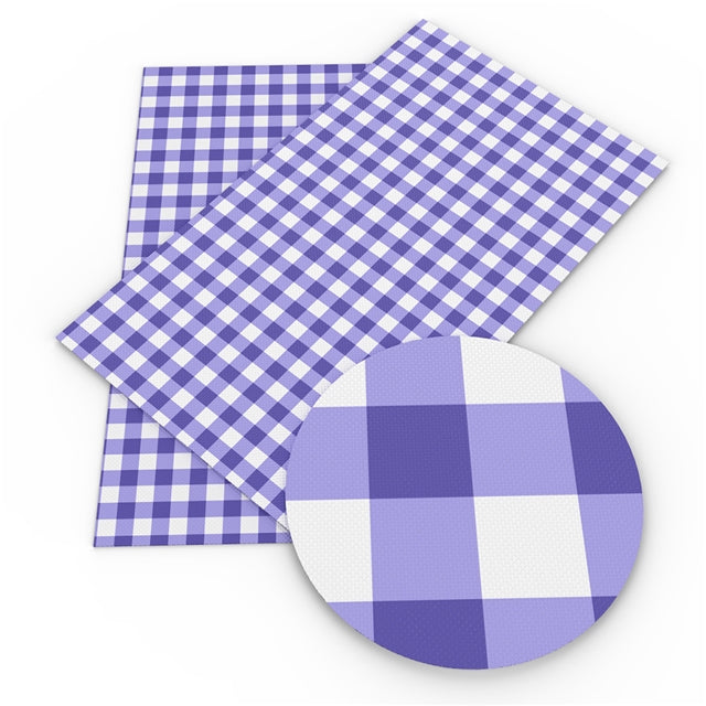 Purple Gingham Faux Leather Fabric Sheets