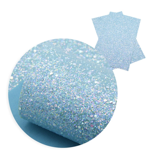 Fairytale Icey Blue Glitter Faux Leather Fabric Sheets