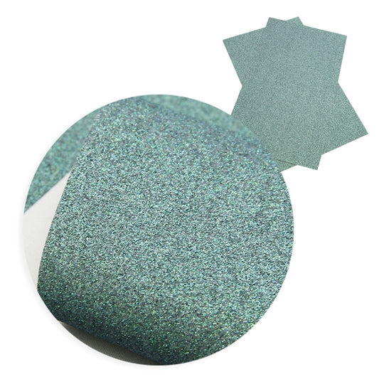 Sage Fine Glitter Faux Leather Fabric Sheets