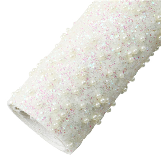 Snow Princess Beads Chunky Glitter Faux Fabric Leather Sheets