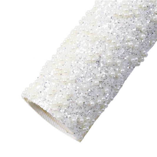 Snow Silver Beads Chunky Glitter Faux Fabric Leather Sheets