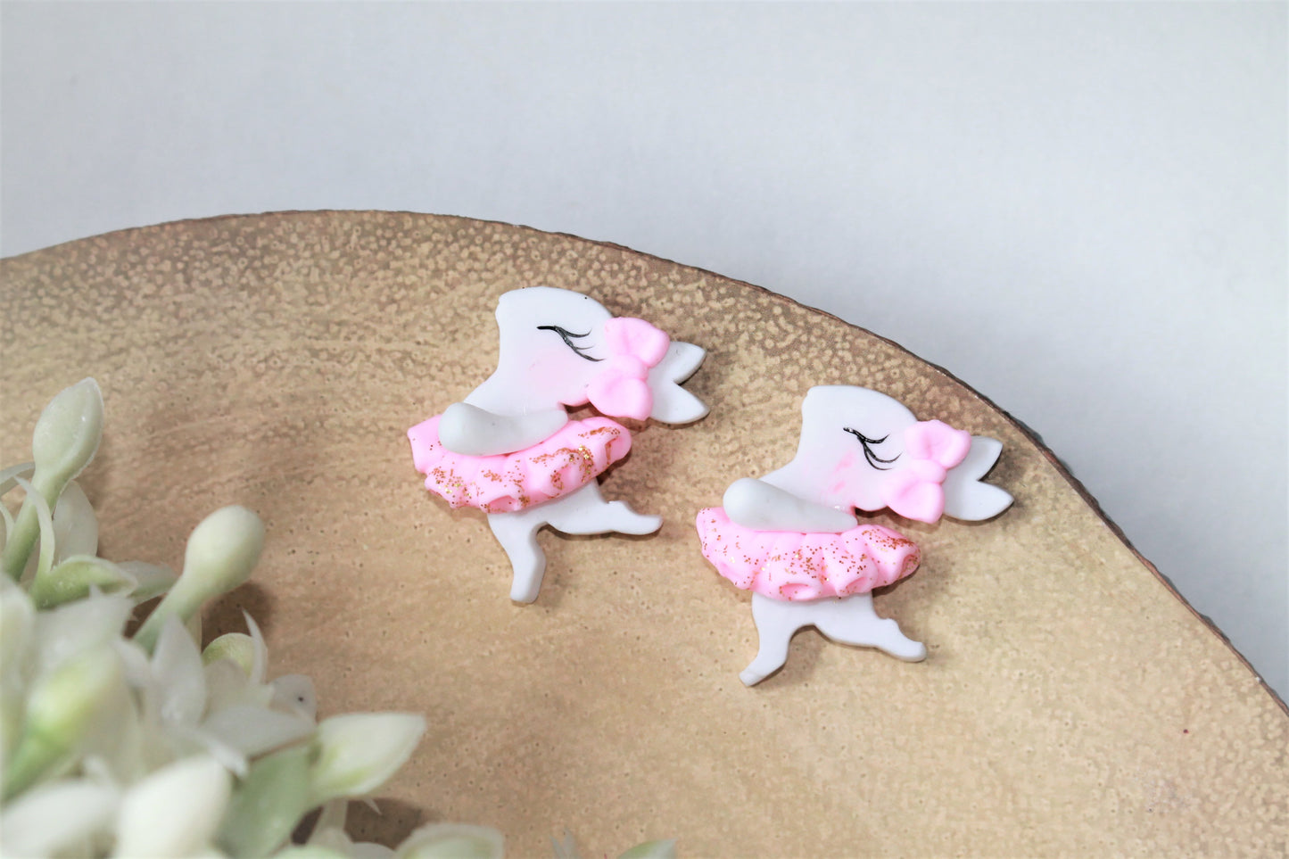 Bunny Ballerina Flat Back Clay Embellishment