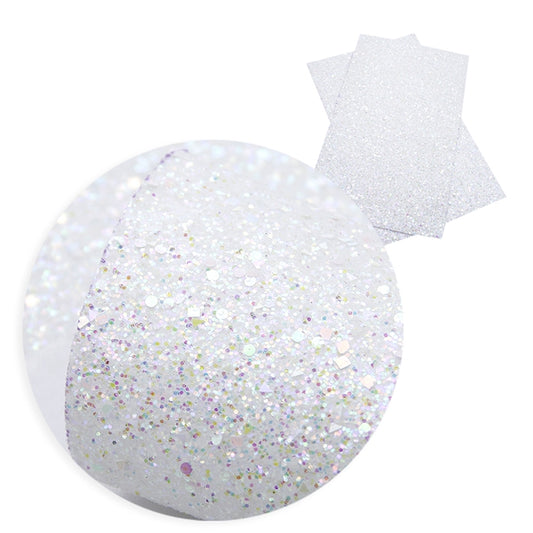 Fairytale Snow Glitter Faux Leather Fabric Sheets