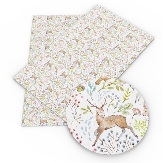 Woodland Deer Faux Leather Fabric Sheets