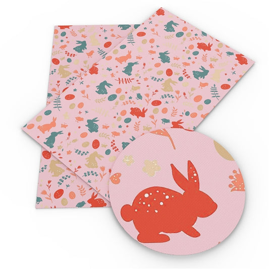 Pink Bunny Bumpkin Faux Leather Fabric Sheets